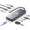 Docking USB Tipo-C Leotec LEDS03/ 3xUSB/ 1xUSB Tipo-C PD/ 1xHDMI 4K/ 1 xDisplayPort/ 1xVGA/ 1xAudio/ 1xRJ45/ 1xLector Ta