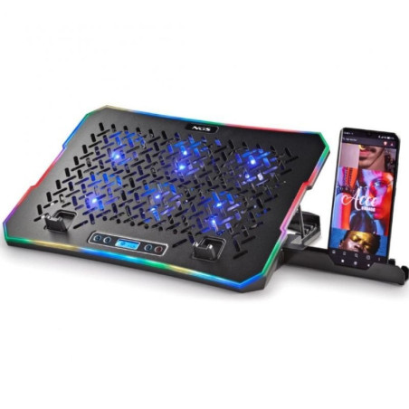 Soporte Refrigerante NGS Hero Stand para Portátiles hasta 15.6'/ Iluminación LED