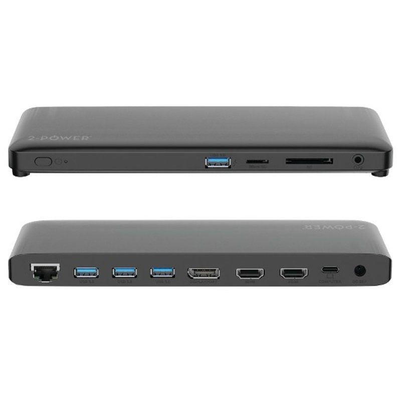 Docking USB Tipo-C 2-Power DOC0117A/ 4xUSB/ 1xUSB Tipo-C PD/ 2xHDMI/ 1xDisplayPort/ 1xJack/ 1xRJ45/ 1xLector Tarjetas SD