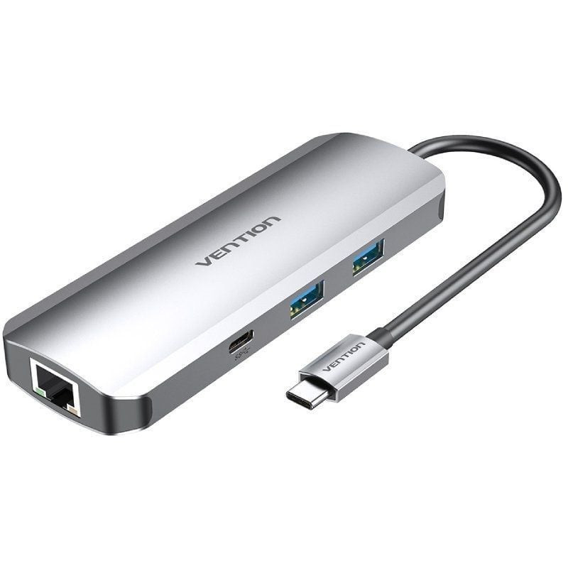 Docking USB Tipo-C Vention TOMHB/ 1xHDMI/ 2xUSB/ 1xUSB Tipo-C/ 1xUSB Tipo-C PD/ 1xRJ45/ 1xLector Tarjetas SD y MicroSD/